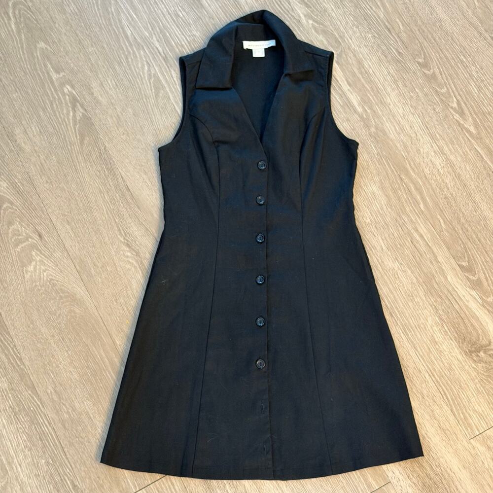 Monteau Black Sleeveless Button-Front Collared Mini Dress Size S